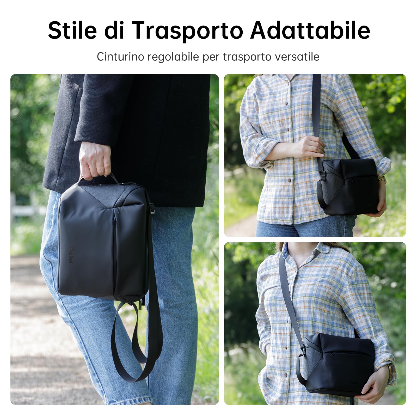 Borsa a Tracolla, Rollei Fotoliner Drone Bag Borsa da Viaggio Portatile per Drone Borse a Spalla Singola per Droni DJI Flip/DJI Mini 3(Pro)/4(Pro)/4K/SE Series e Accessori Nero Borsa-Drone-Borse-Droni