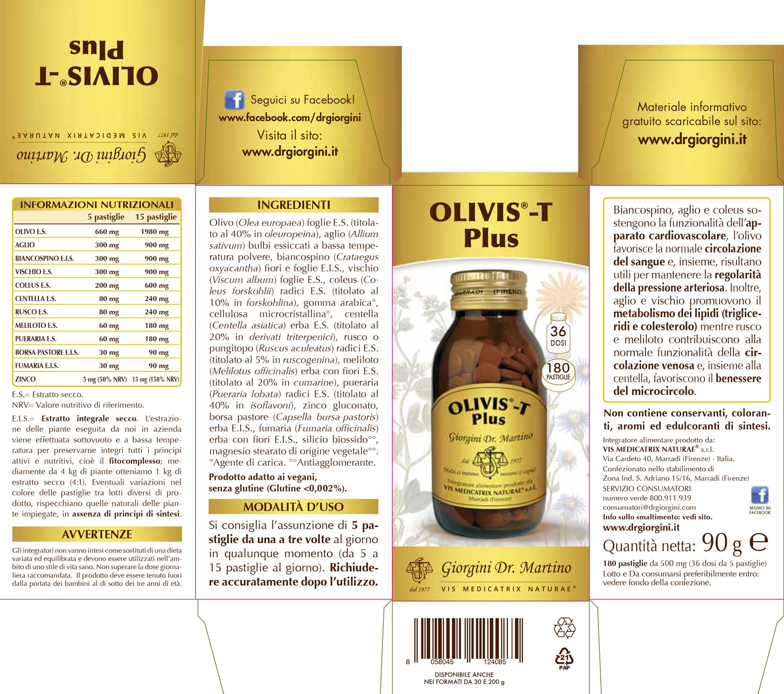 Dr Giorgini OLIVIS-T Plus pastiglie - 90 g