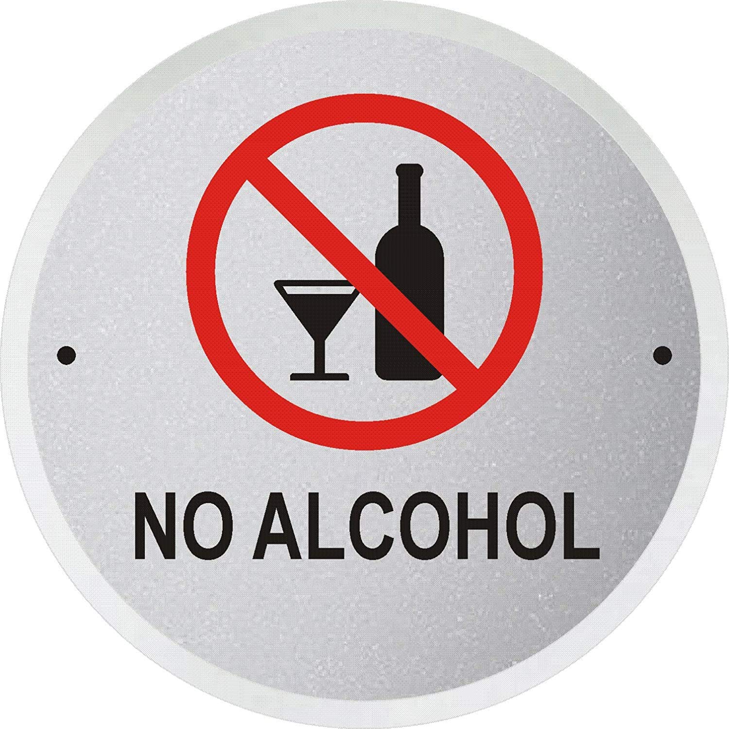 SIGNOOGLE No Alchohol Acrylic Plate Display Office Sign Board for Hotel Restaurant Mall Bank Office Black Silver Red (20 cm x 20 cm)