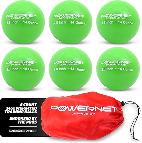Miniatura 10 de PowerNet Pelotas de entrenamiento de bateo alemán con peso de Márquez de 2.8 pulgadas (paquete de 6)  12 a 20 onzas  Construye fuerza y músculo