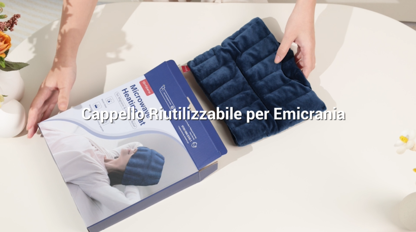 Comfytemp Cappello Termico Per Emicrania - Impacco Caldo/Freddo In Flanella Con Fagioli Rossi