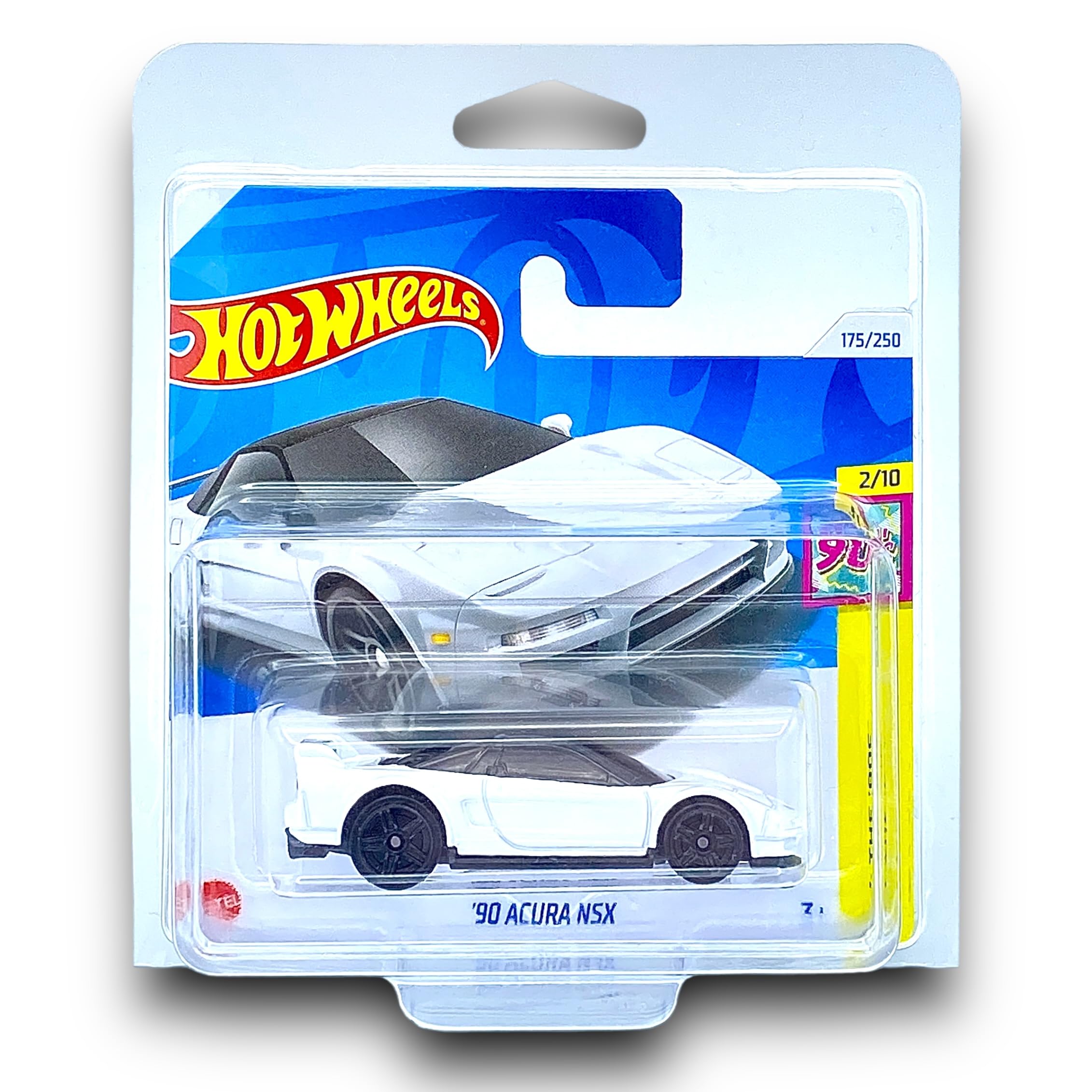 Hot Wheels '90 Acura NSX (White & Black) 2/10 HW: The '90s - 2024-175/250 (Short Card) - includes a KLAS Car Keeper Protector Case - HTF02
