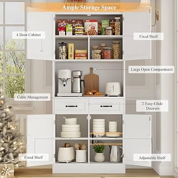 HOSTACK 71" Tall Pantry Cabinet, Farmhouse Kitchen Pantry