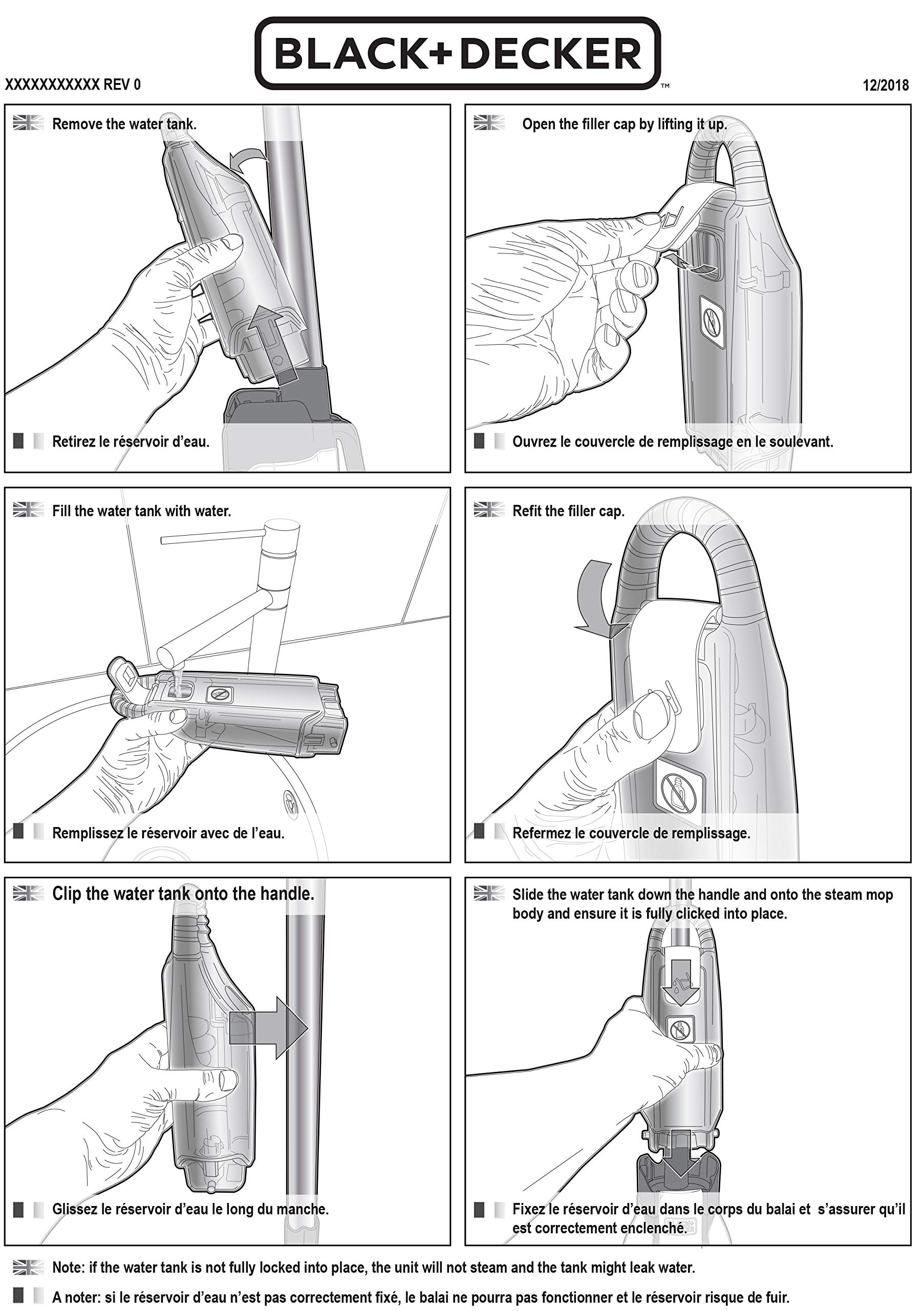 BLACK+DECKER Balai Vapeur 1600W avec AutoSelect et Tête Delta, ‎FSM1630-QS