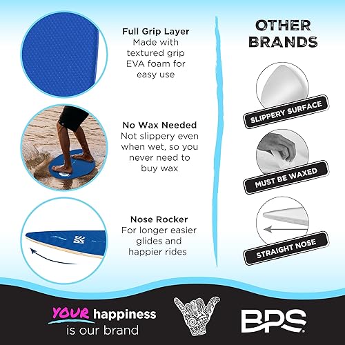 Miniatura 3 de BPS Skimboard 'Shaka' de Nueva Zelanda con almohadilla de agarre EVA de color y capa transparente de alto brillo  Tabla de madera con almohadilla de