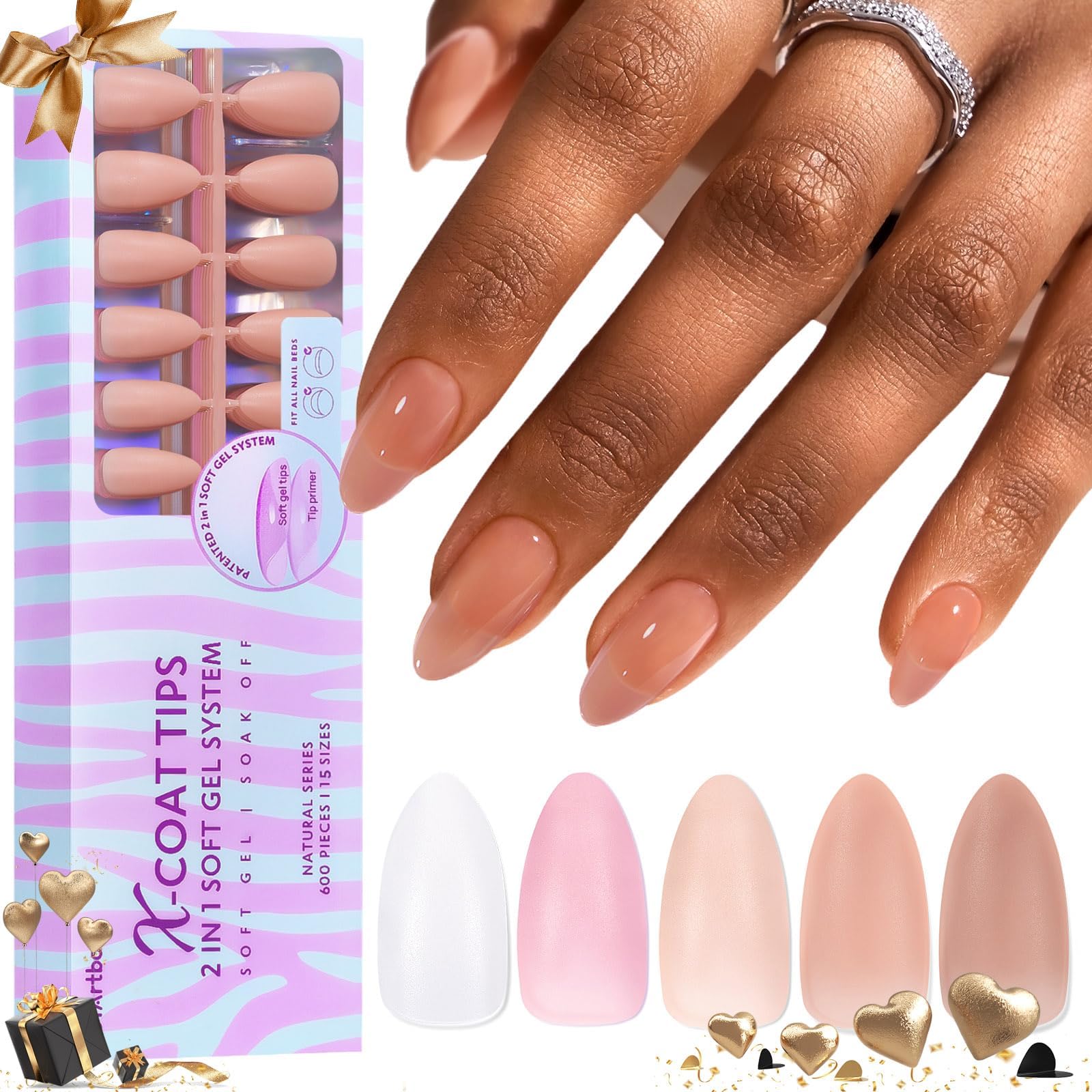 Press On Nails Short BTArtbox Fake Nails Short with Nail Glue, Fit Perfectly