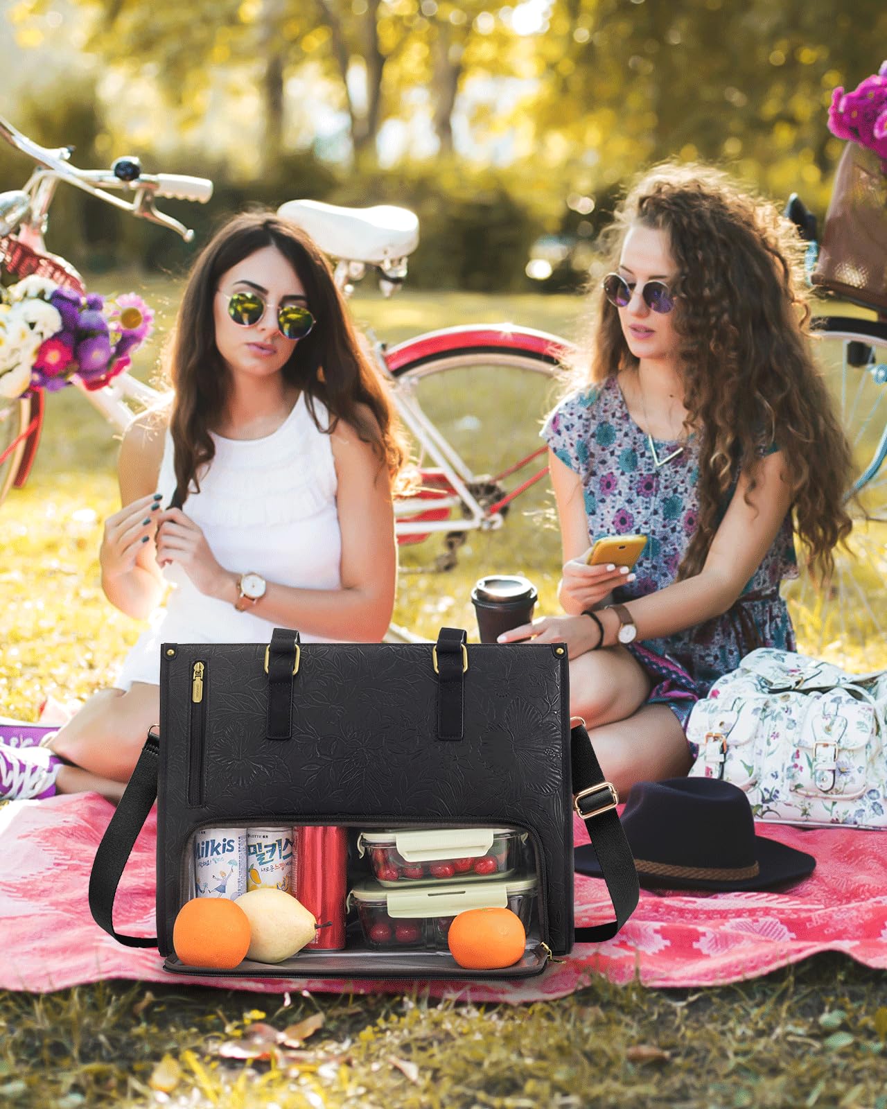 LOVEVOOK Borsa Donna con Scomparto Pranzo Isolato, Grande Borse a Mano | per Lavoro Ufficio Porta Pc 15.6 Pollici, Elegante Tote Shopper Shopping Bag per Lavoro Viaggio e Università