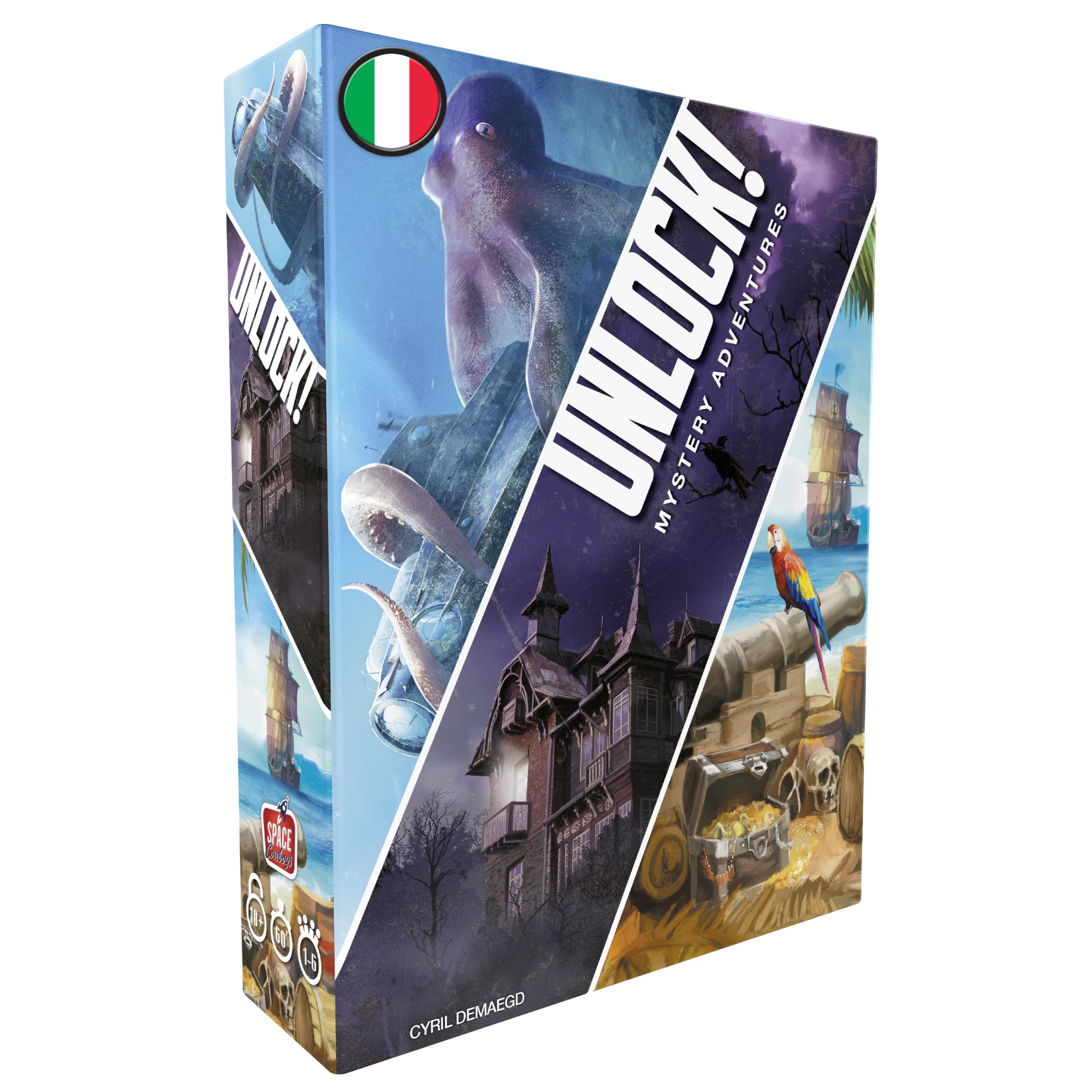 Asmodee - Unlock!: Mystery Adventures - Board Game with App, Escape Room, 1-6 Players, 10+ Years, Italian Edition