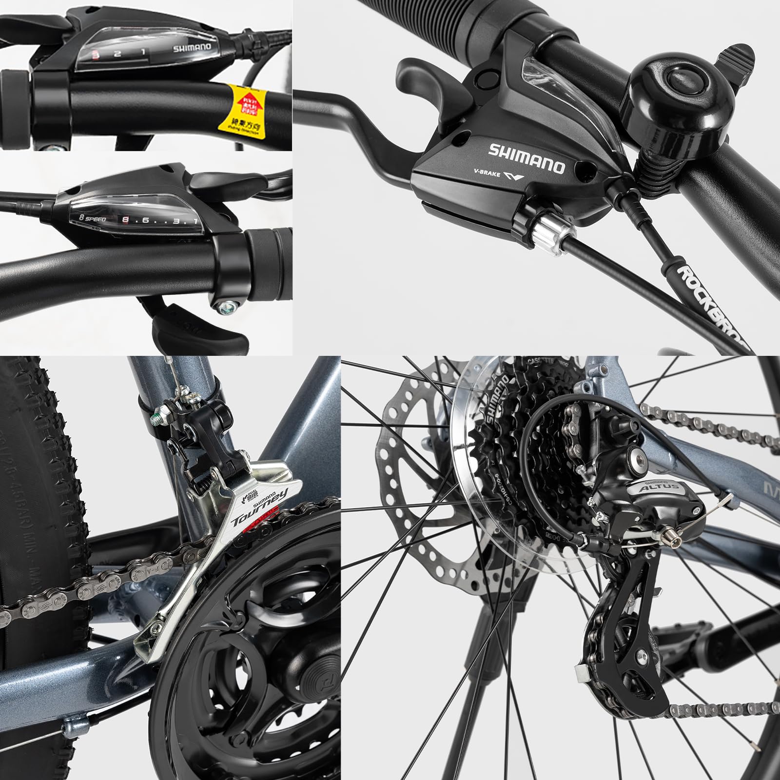 ROCKBROS MT·200 Bicicleta de Montaña 27.5", Cuadro de Aluminio con Frenos de Disco y 24 Velocidades Shimano Altus M310, Tallas 16/18/21 Pulgadas para Hombre y Mujer