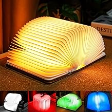 TRUMPETS Wooden Folding Book Lamp Mood Lights, Night Lights 2500 mAh USB-C Charging, Original Gift Idea Birthday and Christmas (12 cm, RGB)