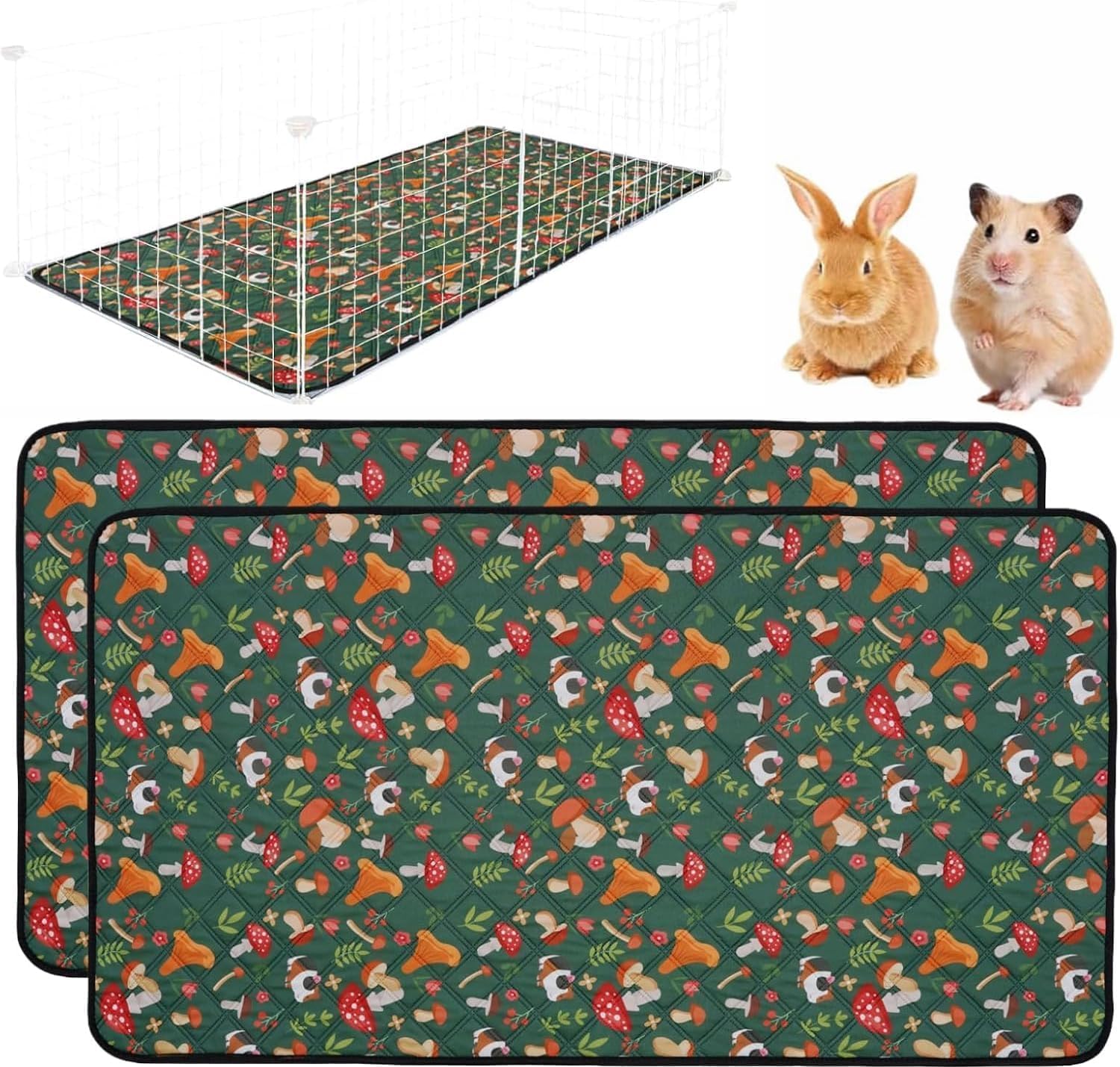 EZOOU 2 Pcs Guinea Pig Cage Liner, Large Washable Guinea Pig Bedding