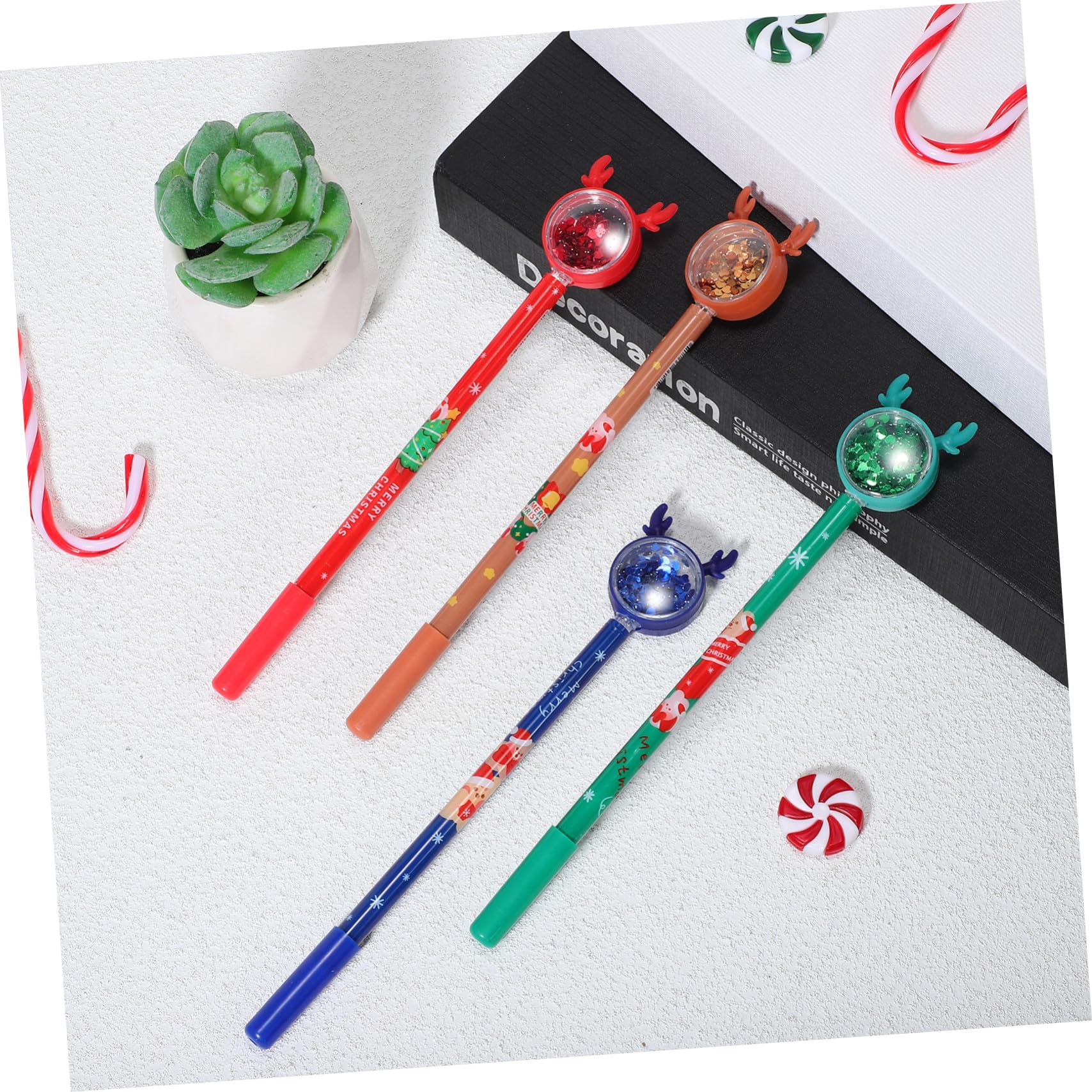36 Piezas Bolígrafos de Gel de Navidad con Punta Fina Diseño de Colores Surtidos Azul Rojo Verde Marrón para Oficina Colegio y Regalos Festivos