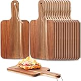 Geetery 16 Pcs Acacia Wood Cutting Board Bulk Kitchen Wooden Chopping Boards with Handle Serving Tray Charcuterie for Pizza, Bread, Cheese, Fruit, Vegetables Housewarming Gift(12 x 6 Inch)