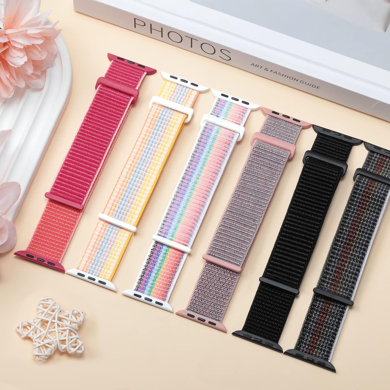 Yoohoo Nylon Cinturino Compatibile con cinturino Apple Watch 38mm 40mm 41mm 42mm(Series 10) uomo donna, cinturino sportivo regolabile per iWatch Serie 10 9 8 7 6 5 4 3 2 1 SE SE2 Ultra Ultra2