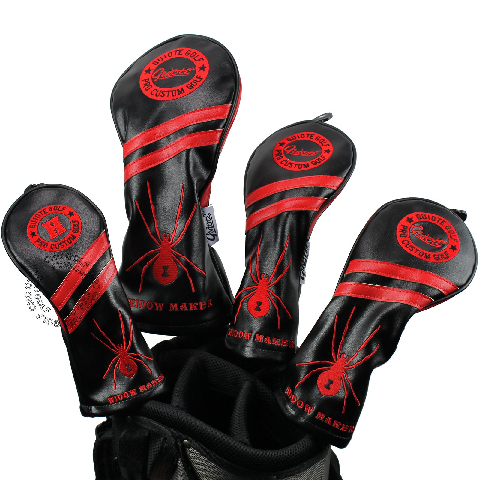 Guiote Red Widow 1 3 5 H Golf Headcover Red Vintage Retro Driver Fairway Wood Hybrid Cover