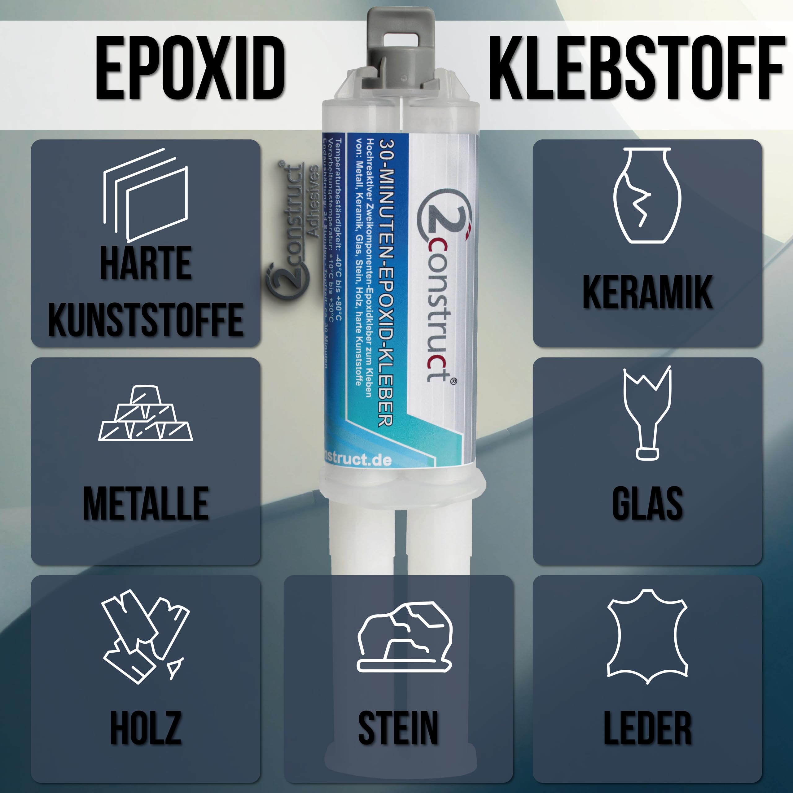 30 Minuten Epoxidharz ConPox-30, 25g, Spritze mit 5 Mischdüsen