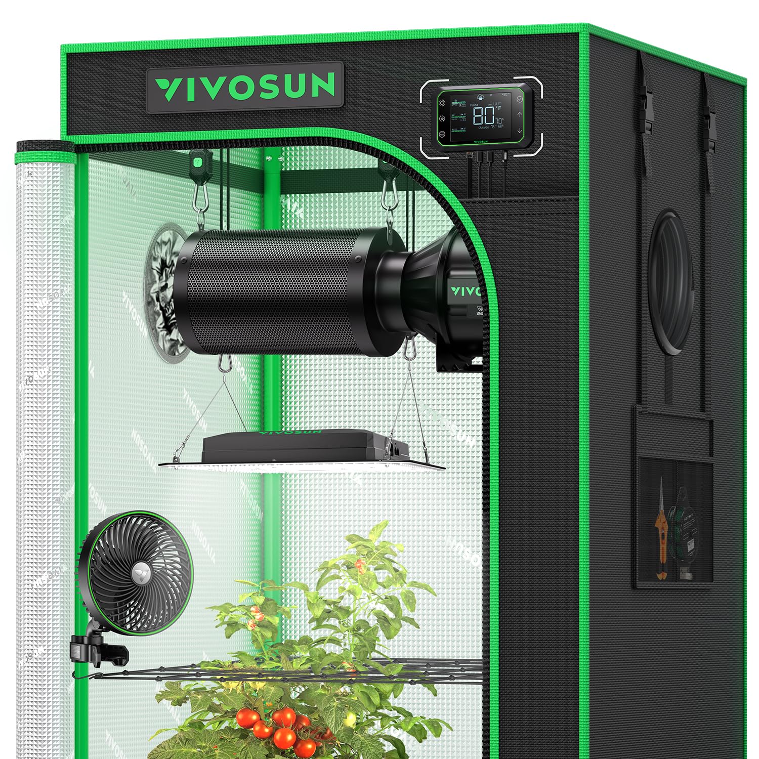 VIVOSUN GIY Plus Smart Grow Tent Kit, 2x2ft 1-Plant System, WiFi-Integrated Automatic Grow System with 2000D Mylar Grow Tent, Full-Spectrum Programmable Grow Light, Enhanced Ventilation & Circulation