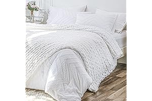 Bigacogo Chunky Knit White Chenille Throw Blanket