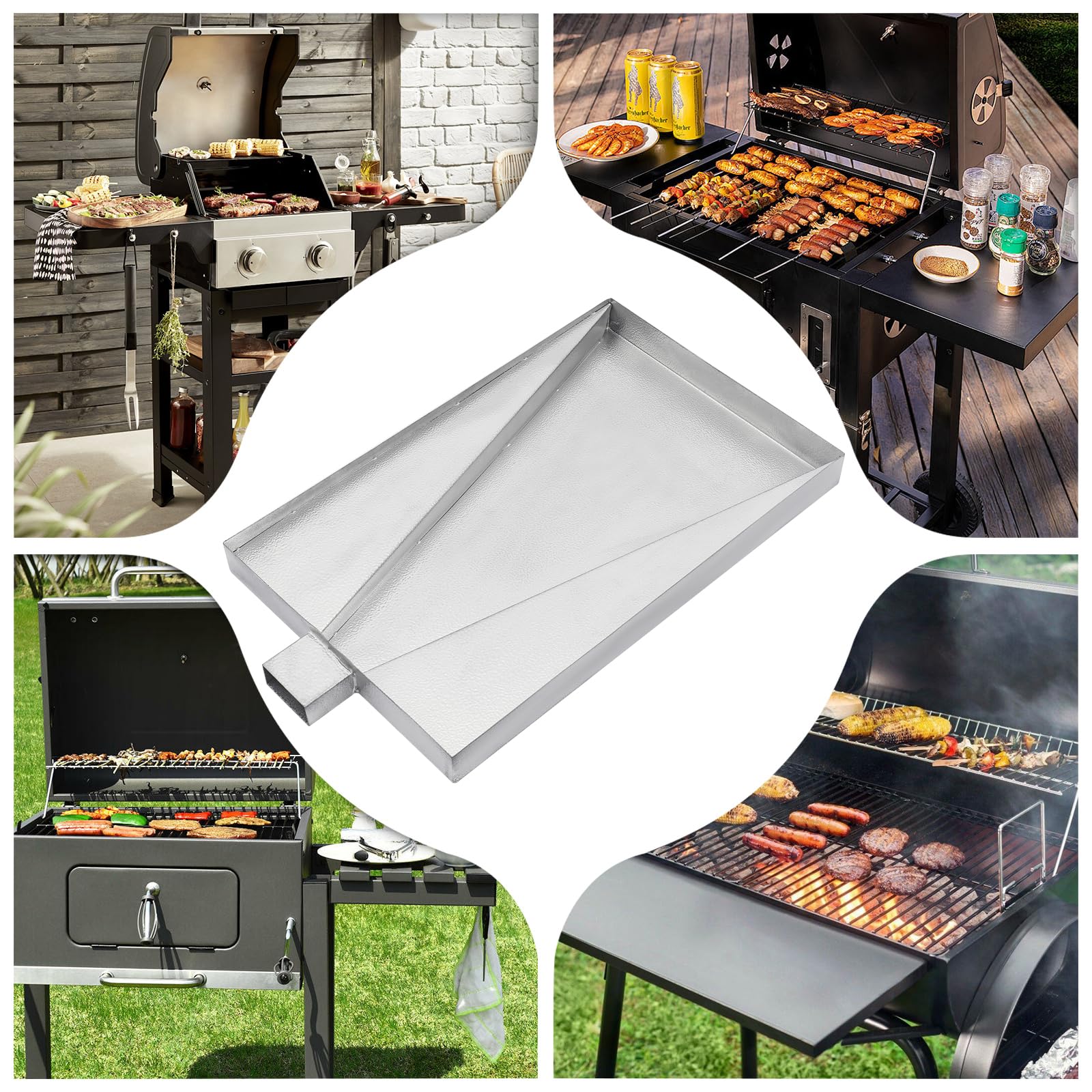 Drip Tray Replacement Parts Kit, Stainless Steel Grease Drip Tray for Traeger Grease Tray BBQ055 TFB29PLB TFB29LZA Grill Accessories Drip Pan for Most Types of Grills (Type 1)