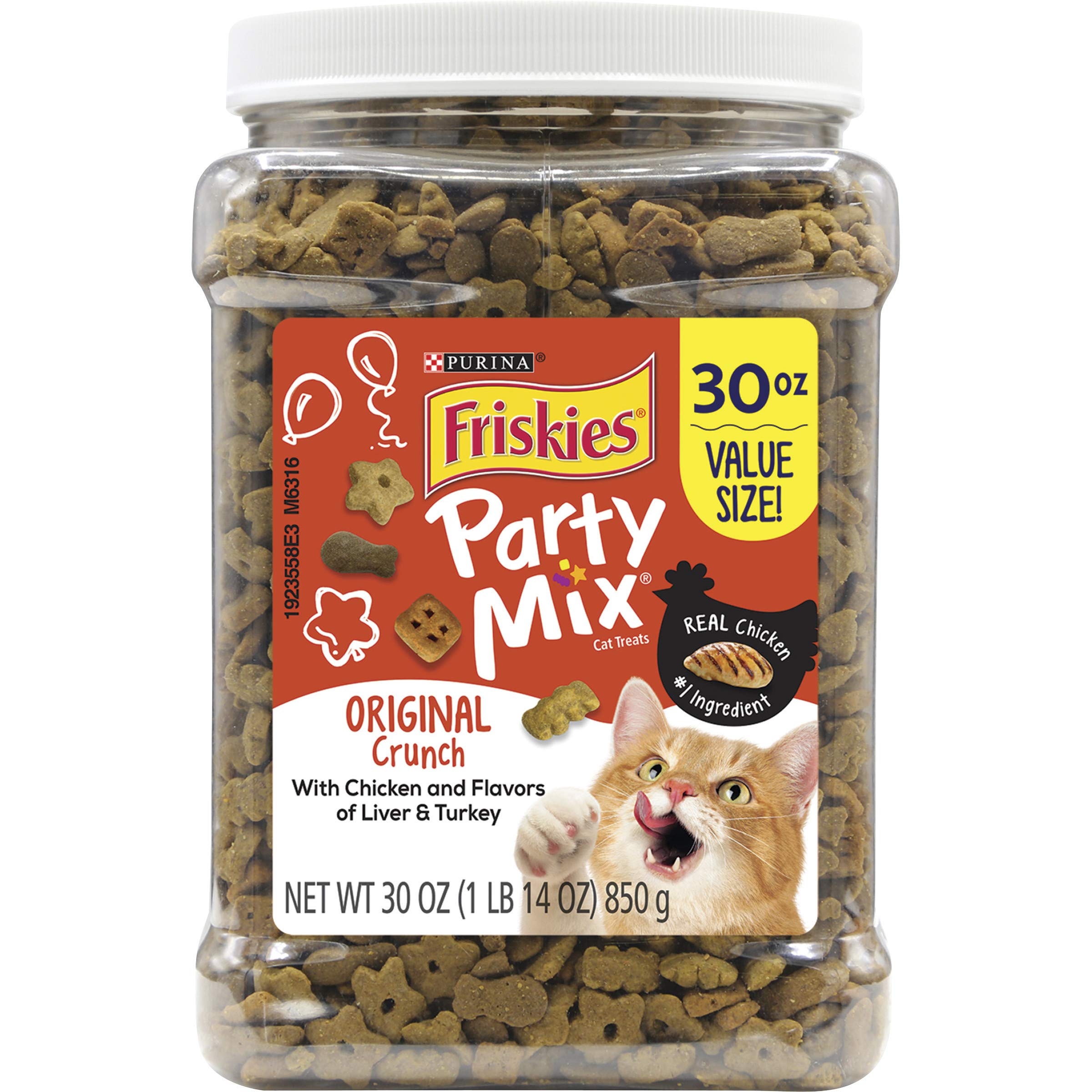 Friskies Party Mix Adult Cat Treats Canisters – Real Chicken #1 Ingredient