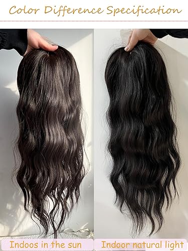 Miniatura 6 de PANEWAY Toppers de pelo para mujer, 20 pulgadas, largo, ondulado, rizado, color marrón oscuro, con clip, pelucas sintéticas para el cabello para
