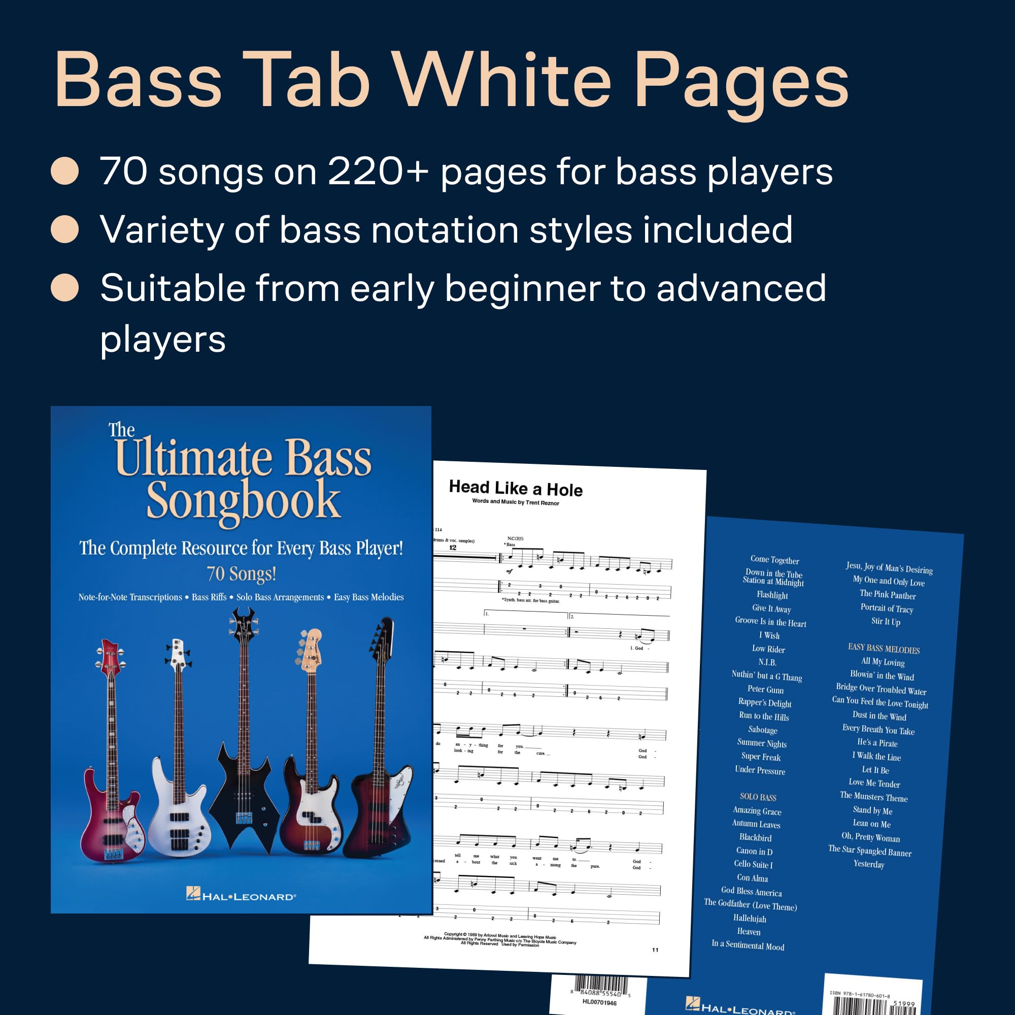 The Ultimate Bass Songbook | Noten und Tabulatur für Bassgitarre | Notenbuch mit 70 klassischen Songs mit originalgetreuen Transkriptionen und ... Easy Bass Melodies (GUITARE BASSE)