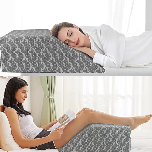 SHJADE Almohada de elevación de piernas, almohada de cuña de 8 pulgadas para piernas, descanso, dormir, leer, relajarse, rodilla, cadera, tobillos,