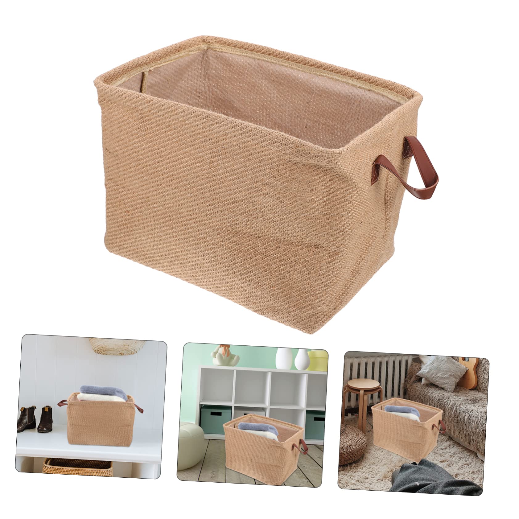 Cesta Diseño Ahorrador de Espacio de Almacenamiento Plegable de Yute Capa Pe y Gran Capacidad para Organizar Ropa y Objetos Hogar