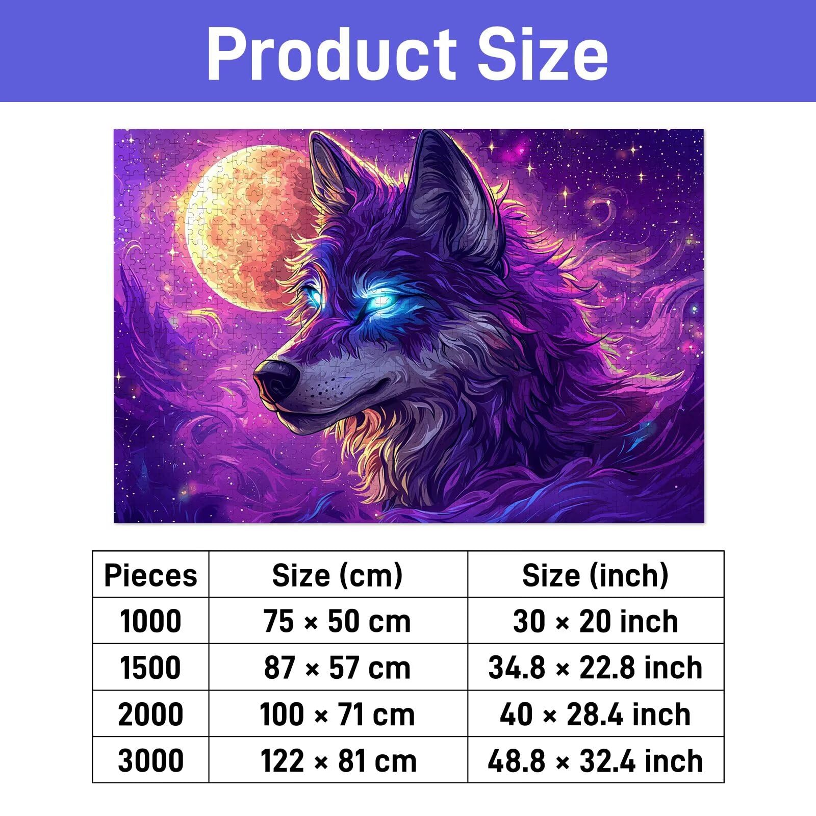 Puzzle dla dorosłych, 2000 elementów, wilk, 2000 elementów, z pudełkiem na prezent, drewniane puzzle dla dorosłych z naturalnym drewnem, prezenty dla kobiet, mężczyzn, duże drewniane puzzle do