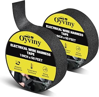Oyviny 2 Rolls Wire Harness Cloth Tape 1 Inch x 50 Feet Automotive Electrical Tape Self-Adhesive High Temp Anti Abrasion Wire Loom Tape for Engine Harness Wrap Protection Insulation