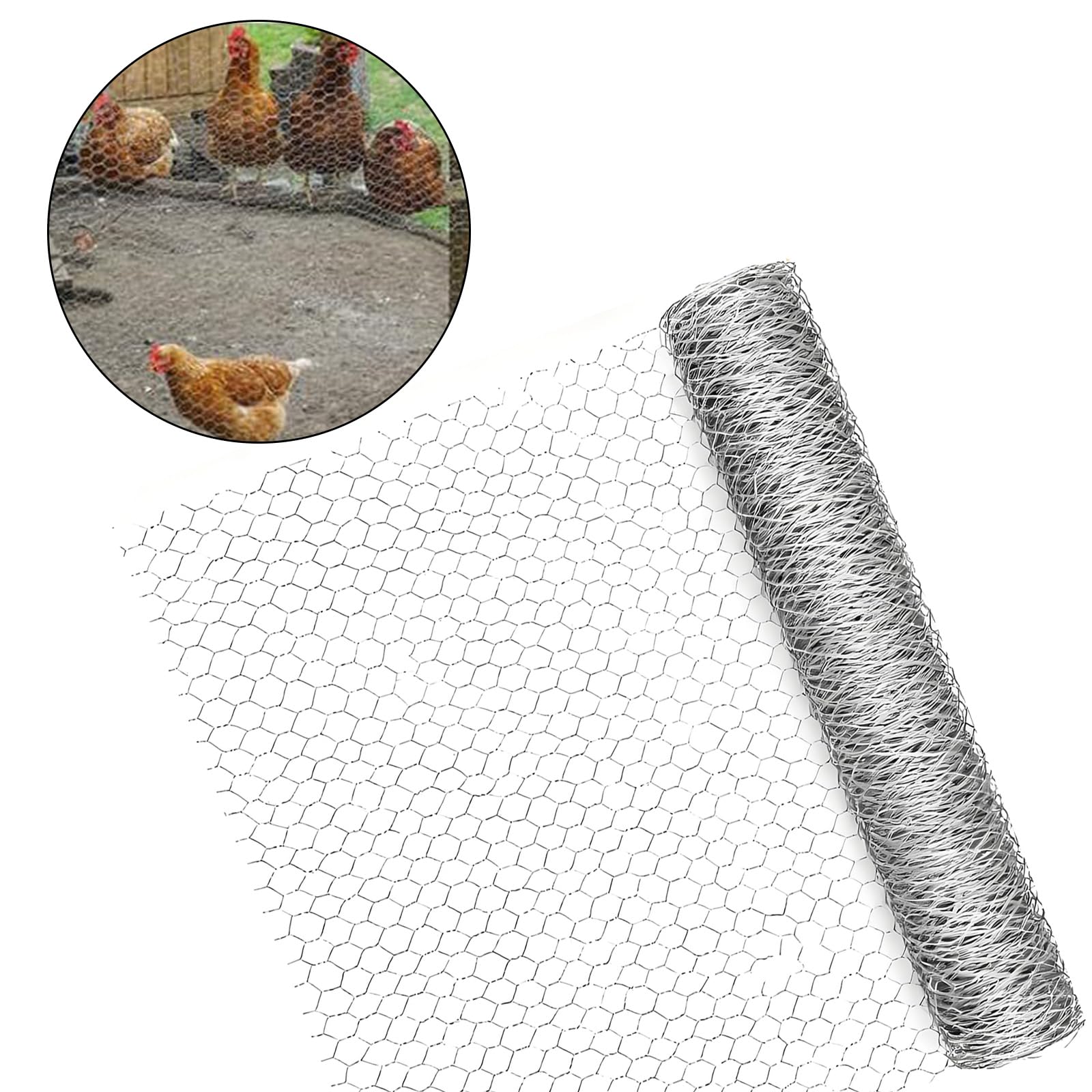 Generico Recinto Metallico Rinforzato per Rete per pollame per Gabbia per pollame Conigli per Uso agricolo Cortile Esterno Protezioni per Animali Recinzione in Acciaio zincato