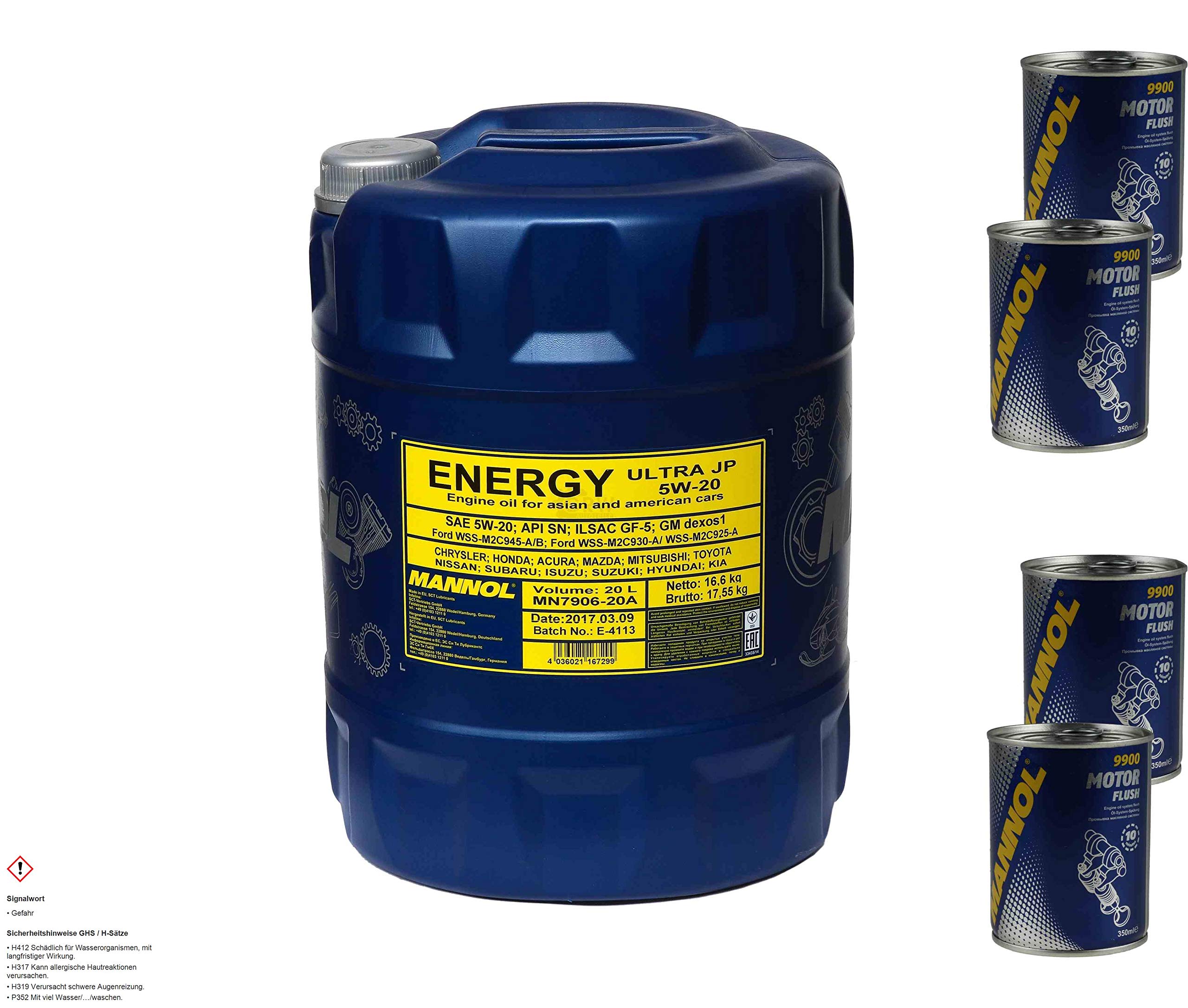 Mannol Energy Ultra JP 5W-20 - Aceite para motor (20 L, 4 unidades, aditivo)