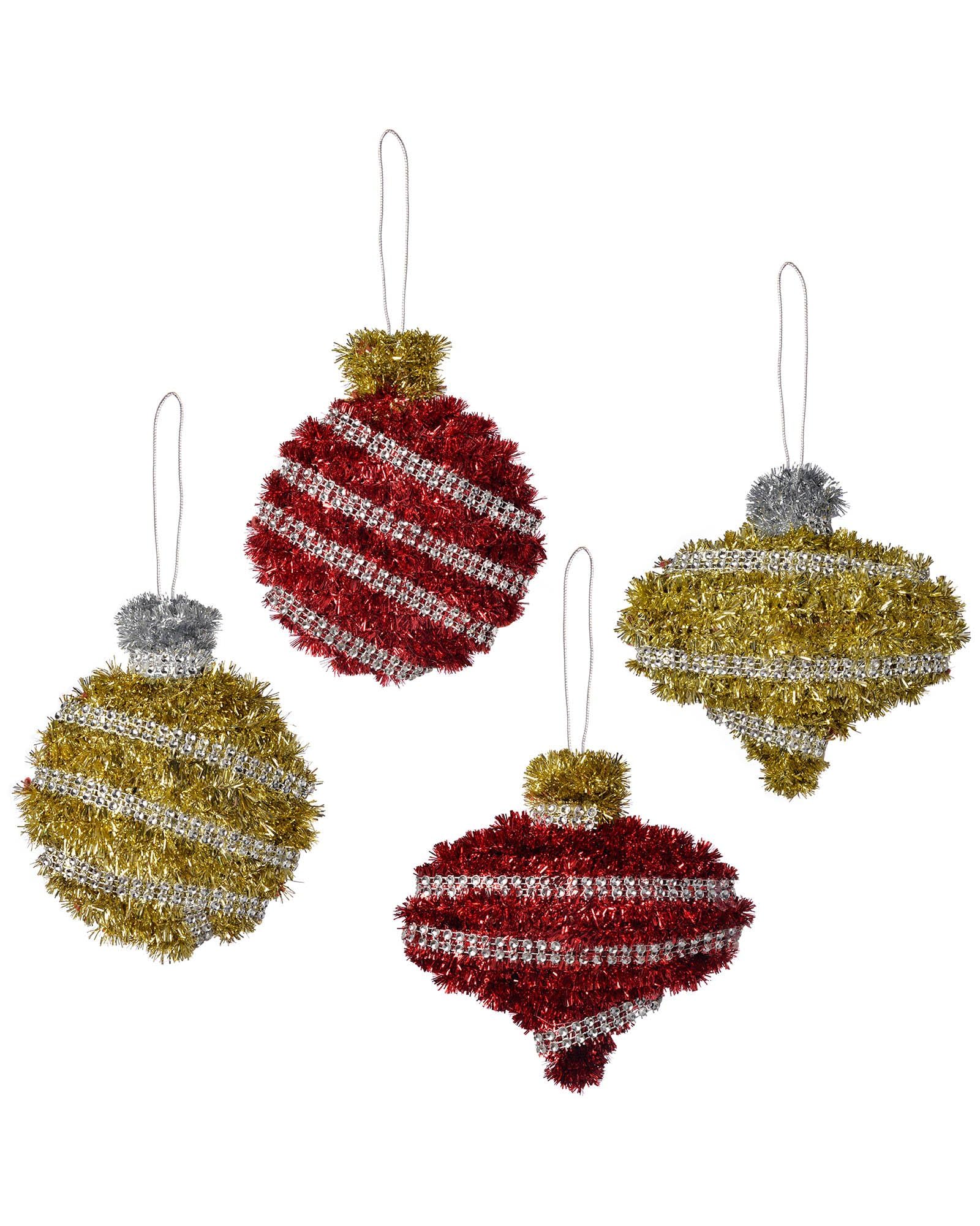 WeRChristmas Bauble Tree Ornaments Christmas Decoration - 15 cm, Multi-Colour, Pack of 4