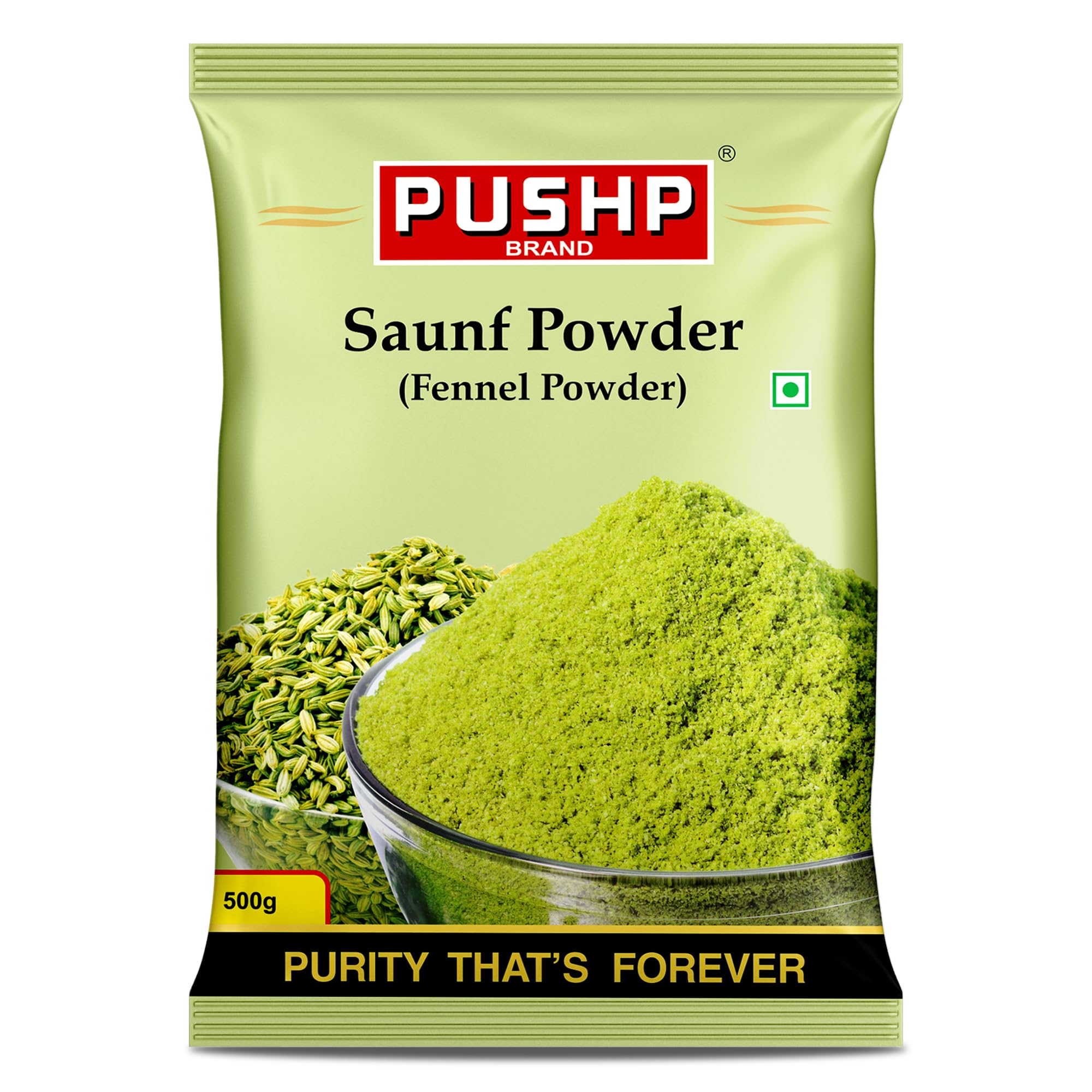 Pushp Saunf Powder | Premium Fennel Powder | Aromatic & Sweet | Ideal for Cooking, Digestion | 500g Pouch (Pack of 1)