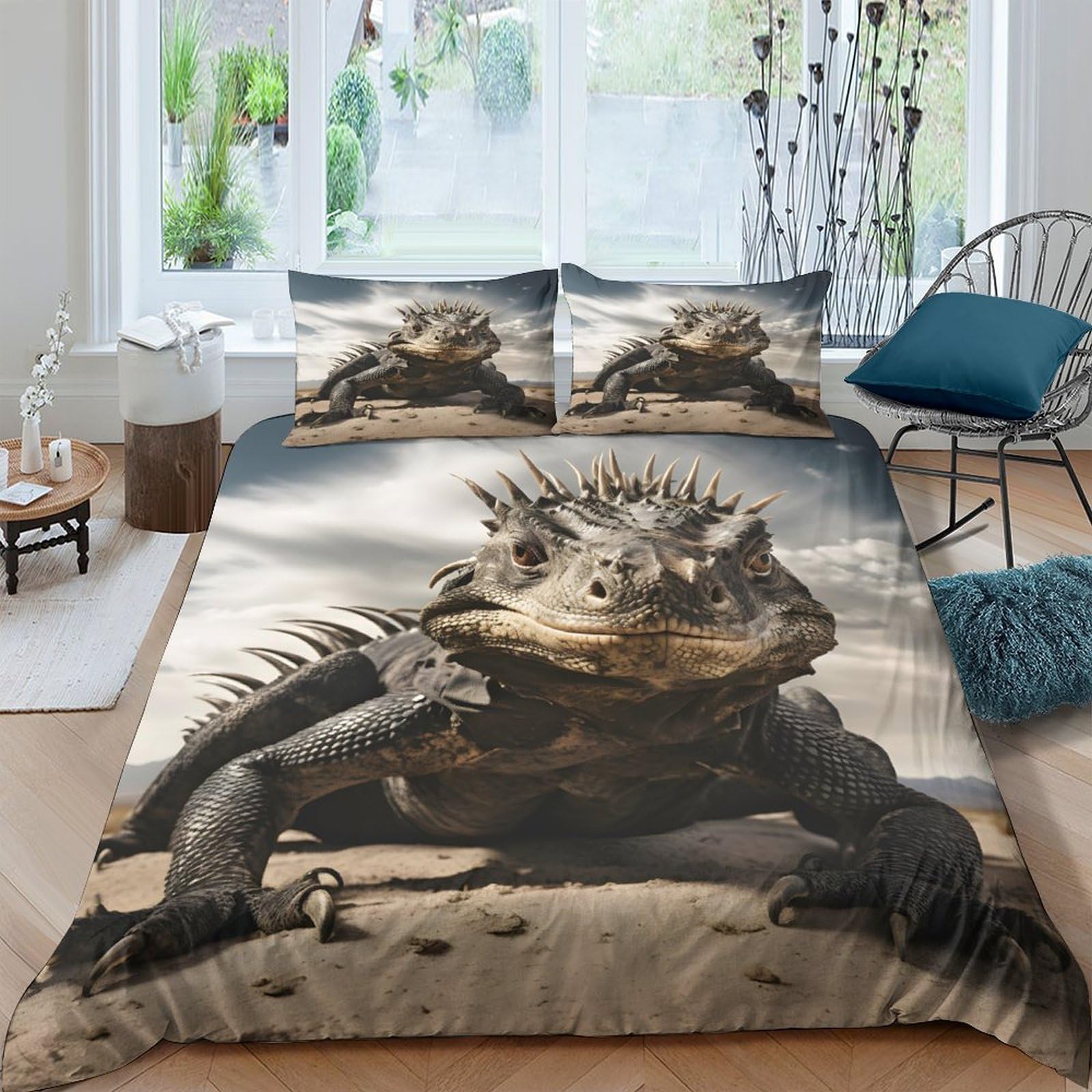 Ctjqhvkz Style-6 3D Printed Lizard Wildlife Fitted Sheet Microfiber Soft Breathable Reptile Bed Cover For Bedroom Dorm Decor Protection Single（135X200cm）