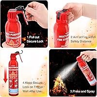 Vista 5 de Extintor de incendios para el hogar, paquete de 2 extintores de incendios para vehículos con soporte, extintor portátil eficaz en incendios A, B, C