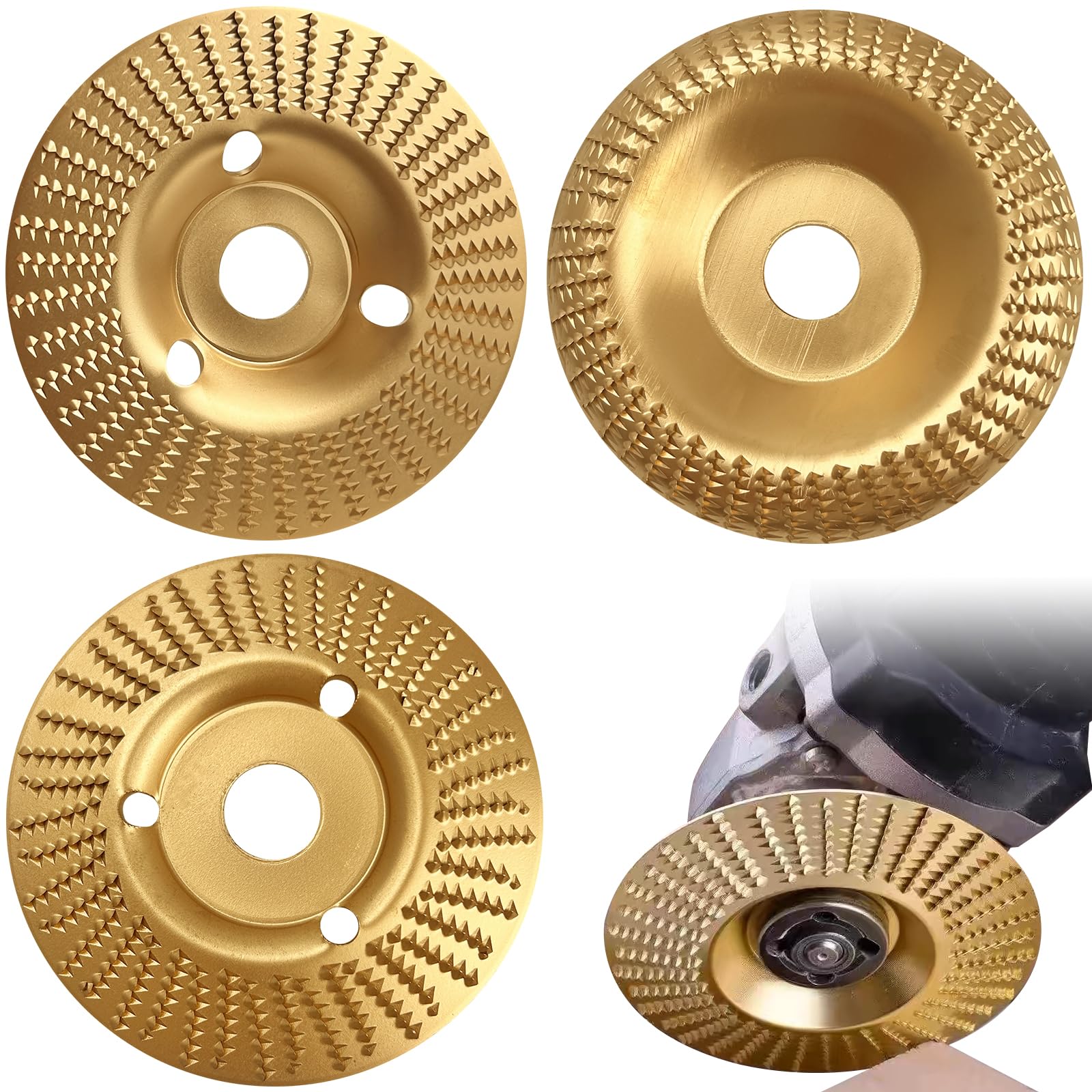 3 pièces de disques abrasifs pour bois de 125 mm, diamètre intérieur 22 mm, ensemble de disques pour meuleuse d’angle, disque de sculpture en bois, accessoires pour meuleuse d’angle, fraise pour bois