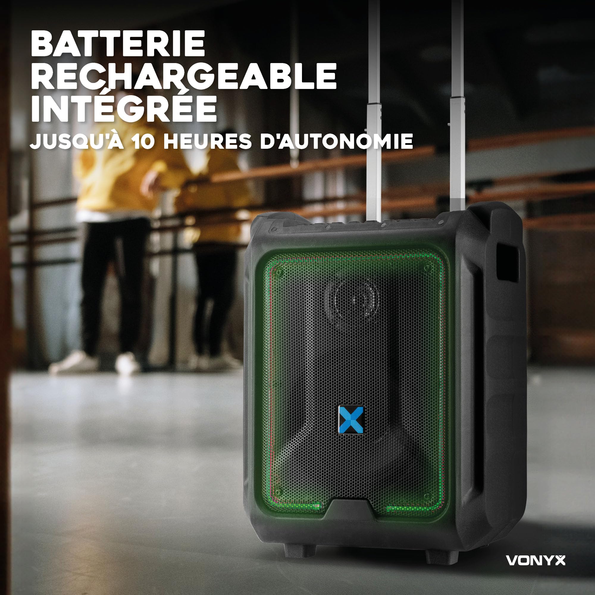 Vonyx SPLASH300 Enceinte Sono Portable Étanche - 200 Watts, Bluetooth 5.0, Batterie Intégrée, Résistante aux Intempéries, Éclairage LED, Poignée, Idéale pour Vos Soirées Plages, Piscines