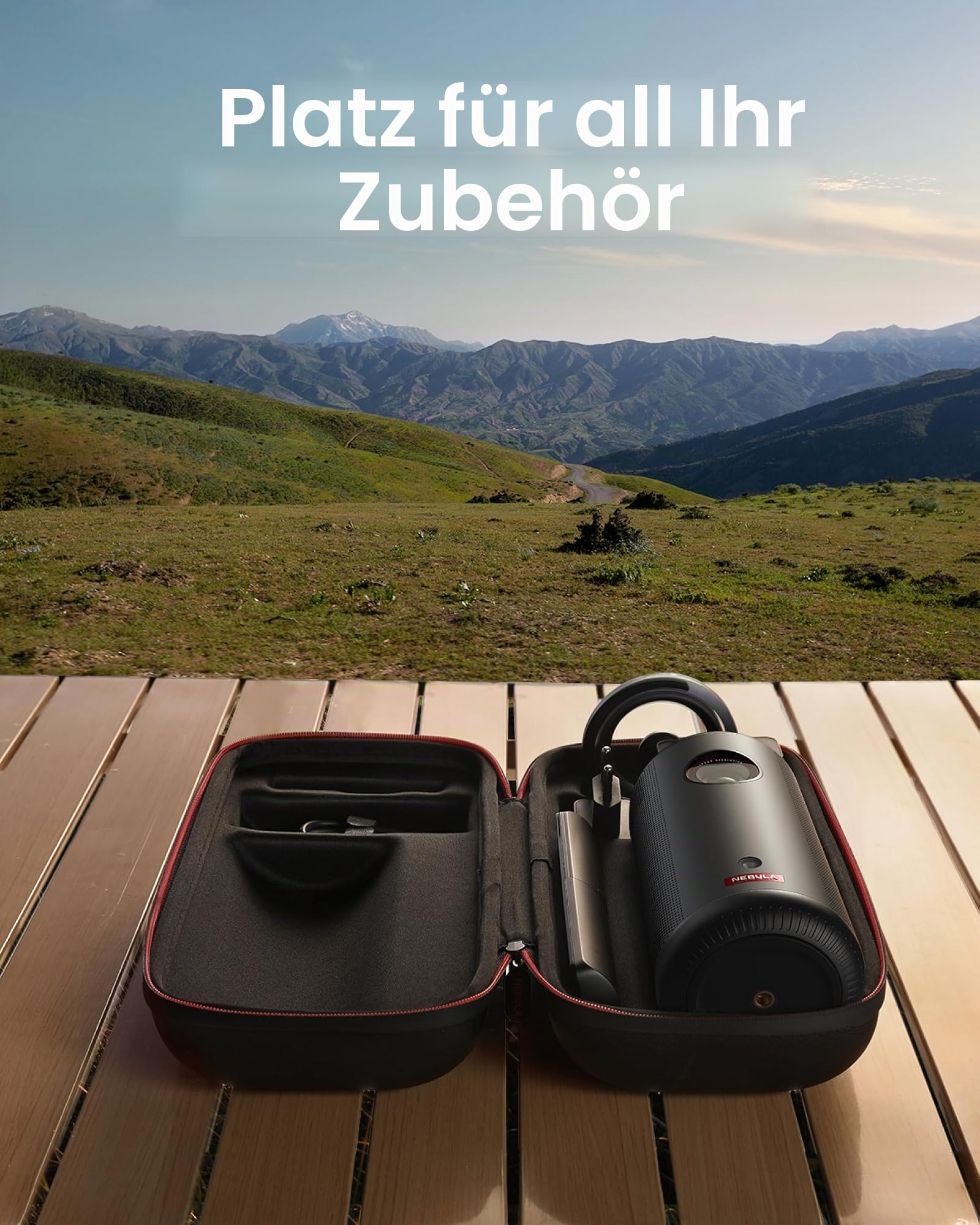 NEBULA Capsule 3 Offizielle All-in-One-Reisetasche, maßgeschneidert für Capsule 3, mit Adapter, Fernbedienung, Kabel und Ständer, wasserdichtes und schützendes Polyester