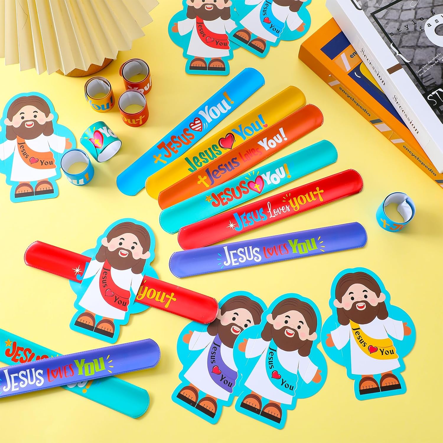 24 Pcs Jesus Slap Bracelets Bulk Christian Bracelets Jesus Love You Gifts Religious Snap Wristbands for Classroom Awards Sunday School Party Favors - Image 3