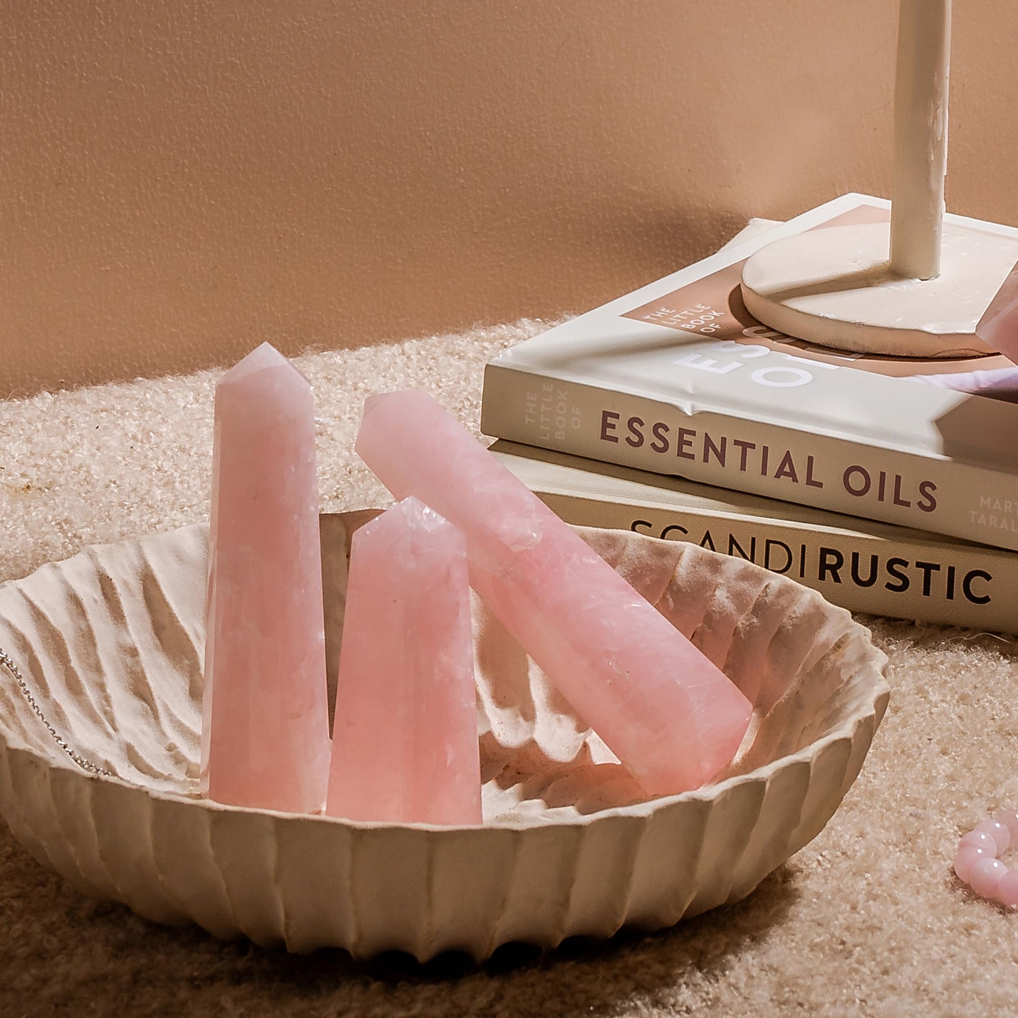 Serein Rose Quartz Tower Natural Healing Crystal 4" Hexagonal Single Point Pink Wand for Love Relationship Compassion, Meditation, Chakra Balancing & Positive Energy Spiritual Home Décor Gift 2