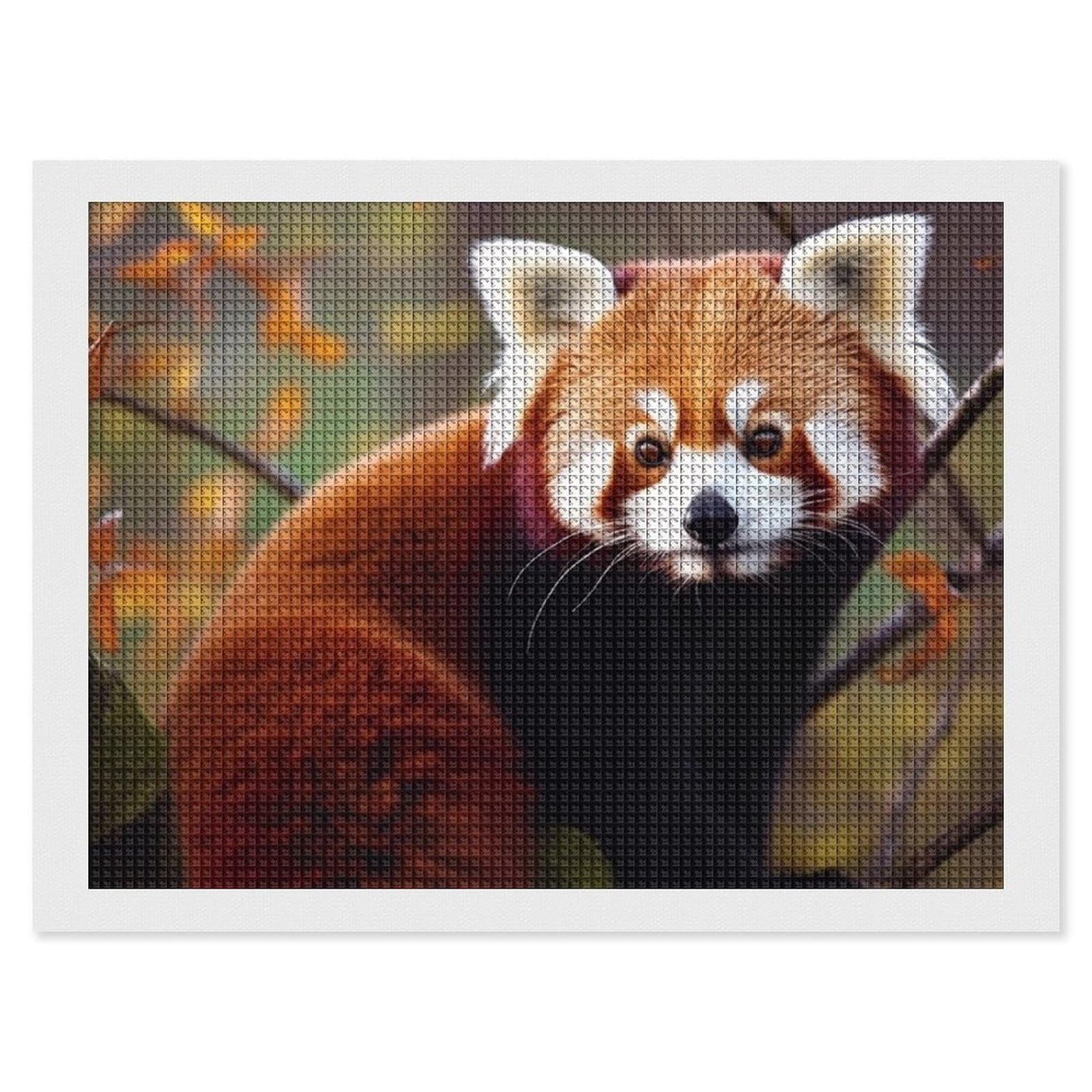 Red Panda Diamond Art Kits for Adults, DIY 5D Diamonds Painting Kits for Beginner, Round Full Drill Diamond Dots Painting, 12"x16" Diamonds Pictures Gem Art and Crafts Wall Decor
