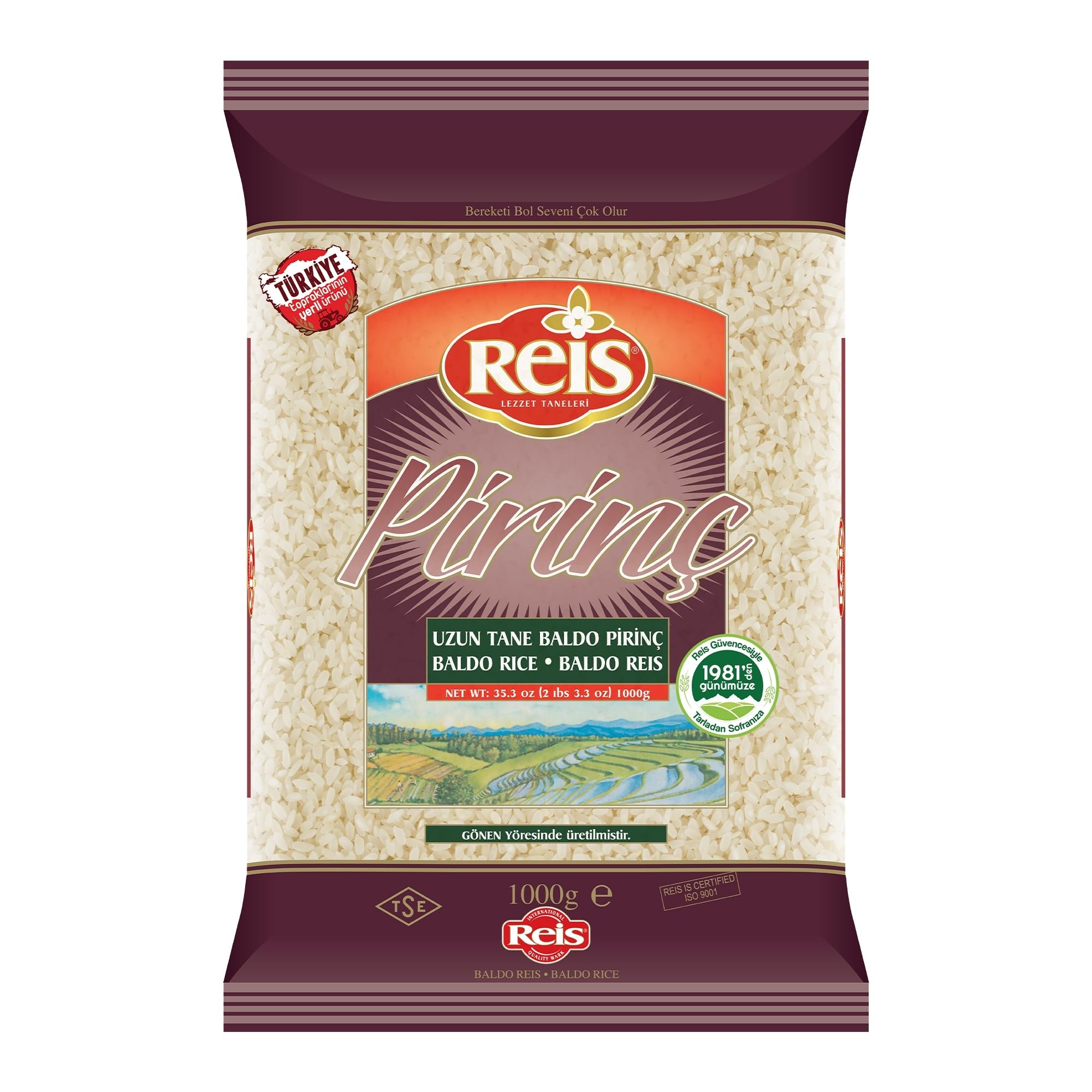 Reis Long Grain Baldo Rice, Low Fat, Vegan-Vegetarian, Non GMO, 1000 gr