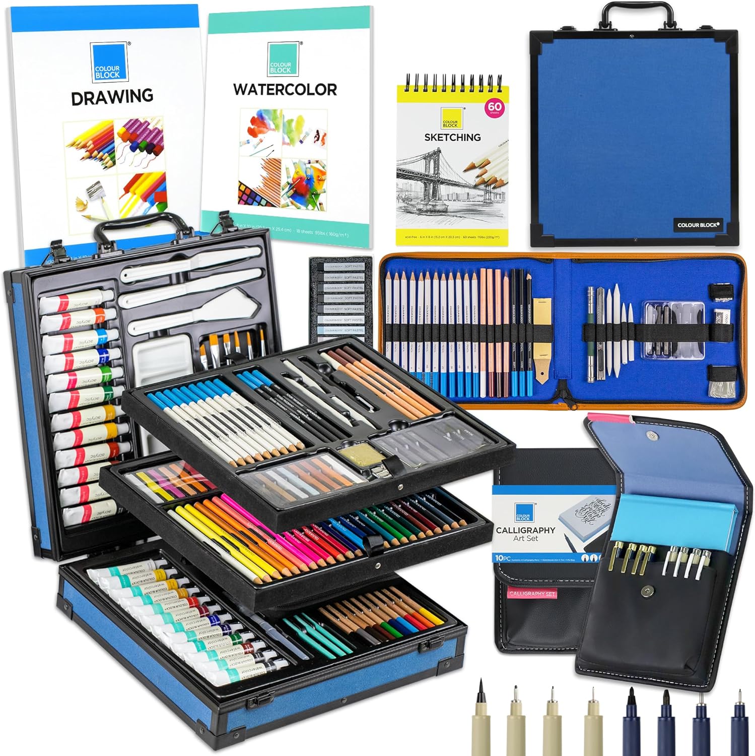COLOUR BLOCK 210pc Art Set Bundle Art Supply Case