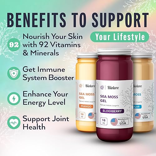 Miniatura 2 de Sea Moss Gel Blue-Spirulina de 16 onzas, fabricado en Estados Unidos, mejora tu salud, masa marina irlandesa cruda artesanal, vitaminas y minerales