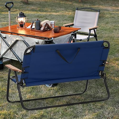 Miniatura 4 de Magshion Silla de campamento de doble asiento de 39 pulgadas que soporta 330 libras para adultos, silla plegable de alta resistencia para 2