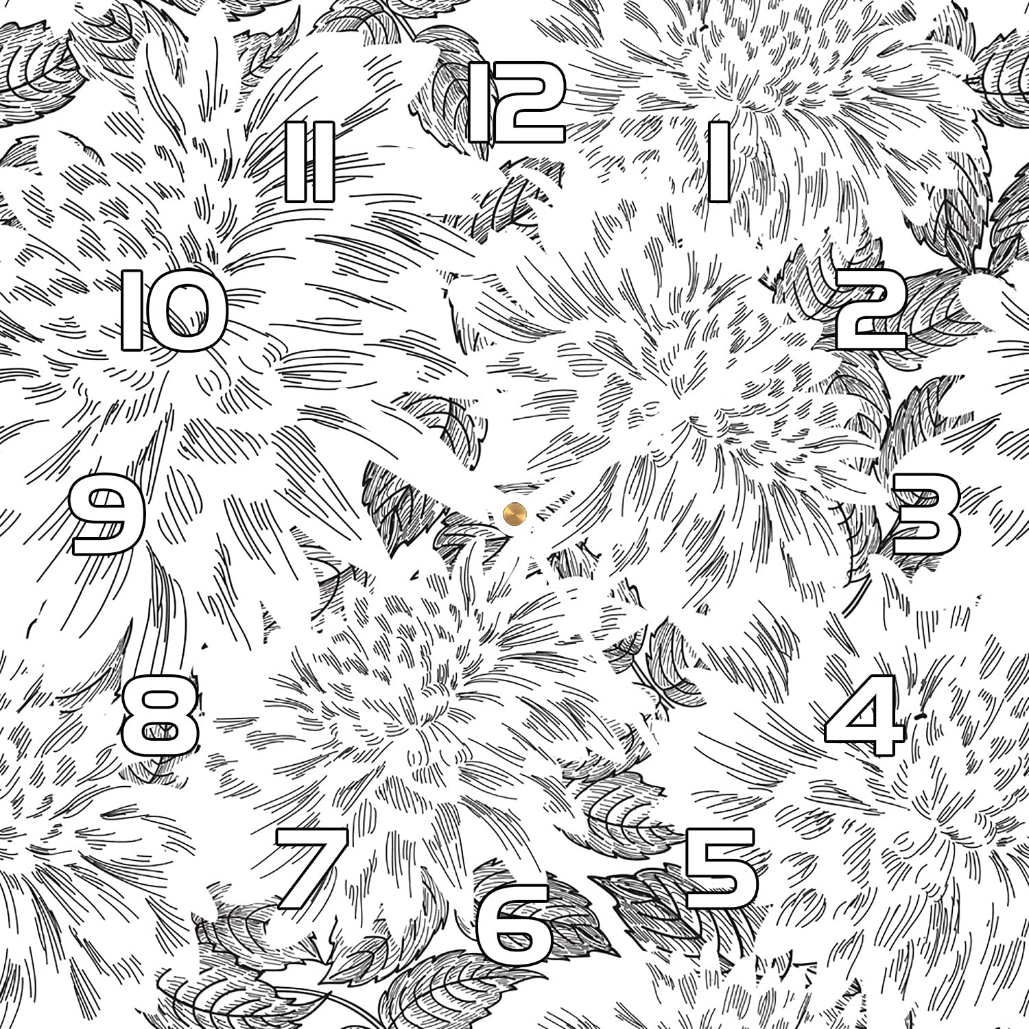 Horloge en Verre Motif Géométrique Floral avec Aiguilles Blanches Contrastées