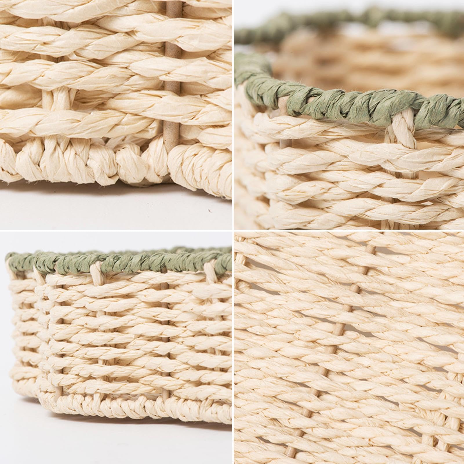Cestino in rattan, Cestini di stoccaggio in , Cesto portaoggetti in rattan, Cestino smerlato intrecciato, Cestino intrecciato a mano, Cestino decorativo in corda di carta, Cesto portaoggetti