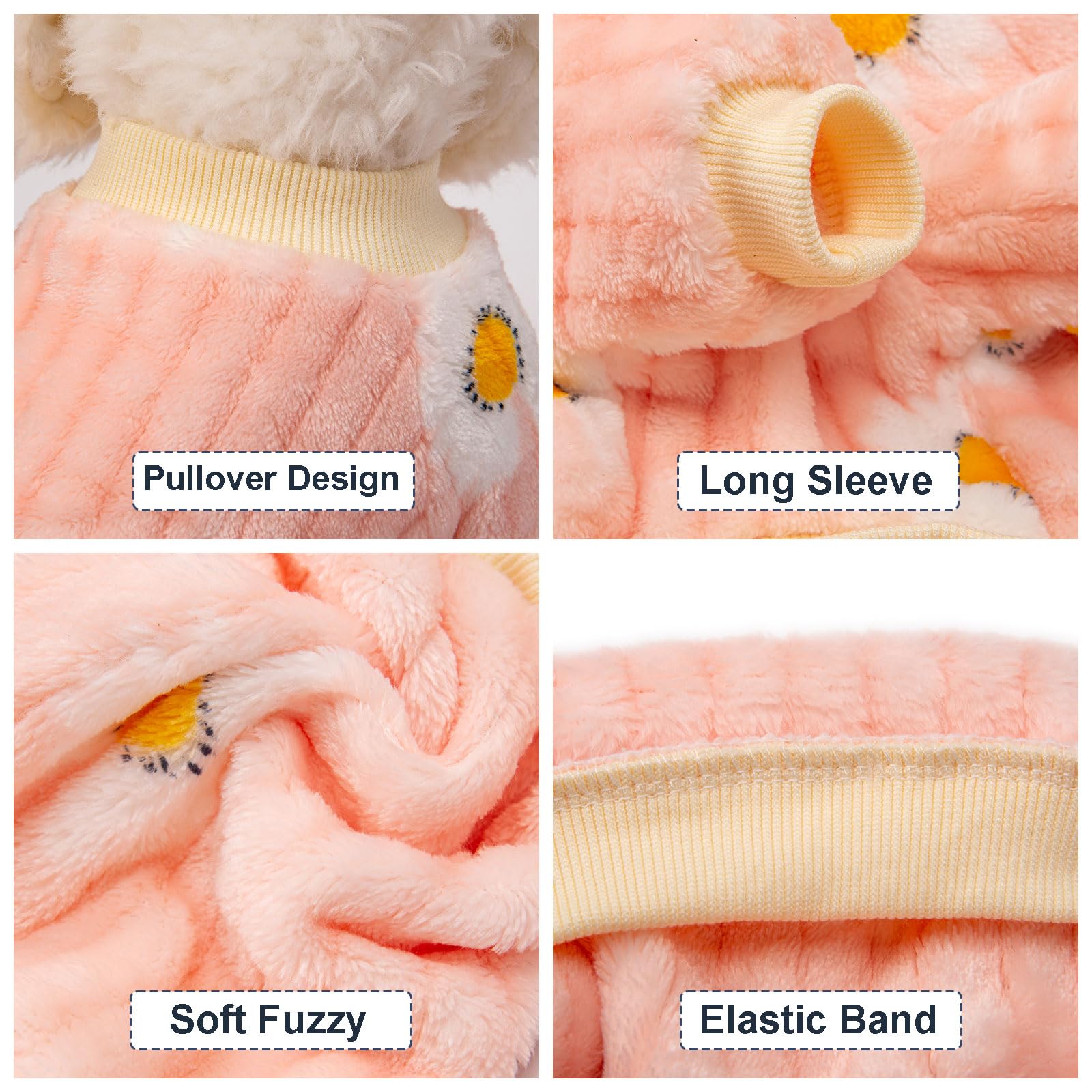 Hundepullover, 3er-Pack, Hundepullover für kleine Hunde, Mädchen und Jungen, ultraweicher und warmer Welpenpullover, Hundemantel für den Winter und Weihnachten (XXS, Rosa + Dy Purple+Dy