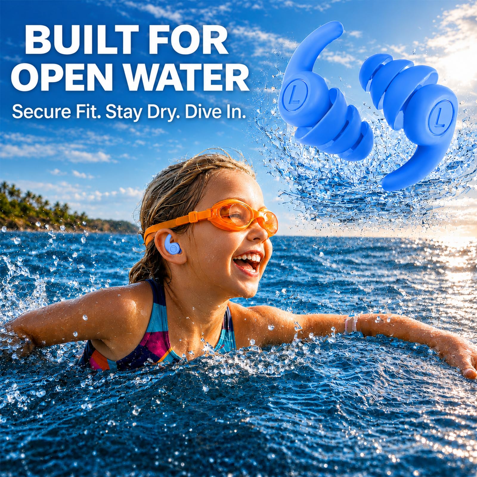 Bouchons d’Oreille Enfant Natation 4 Paires Étanches Silicone Réutilisable Protection Piscine Douche